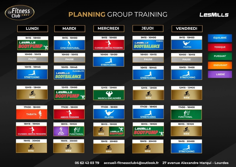 Planning des cours collectifs (octobre 2025) !